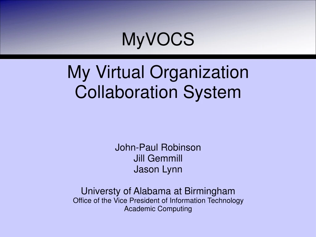 myvocs my virtual organization collaboration
