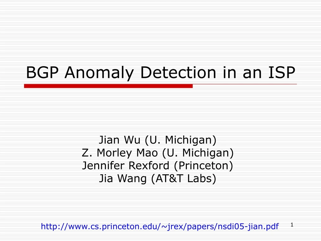 bgp anomaly detection in an isp