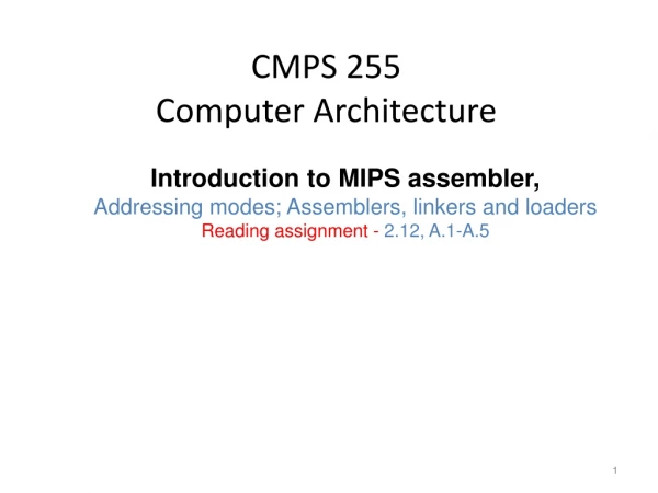 CMPS 255 Computer Architecture