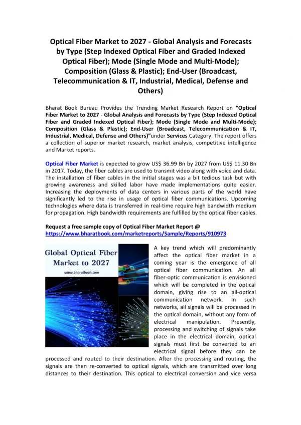 optical fiber market to 2027 global analysis