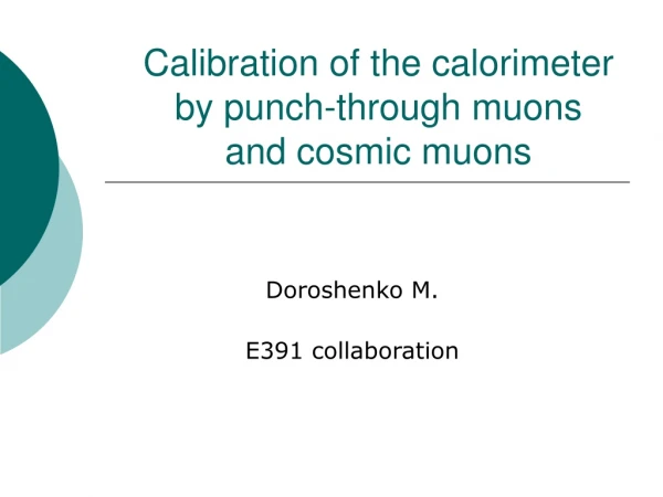 Calibration of the calorimeter by punch-through muons and cosmic muons