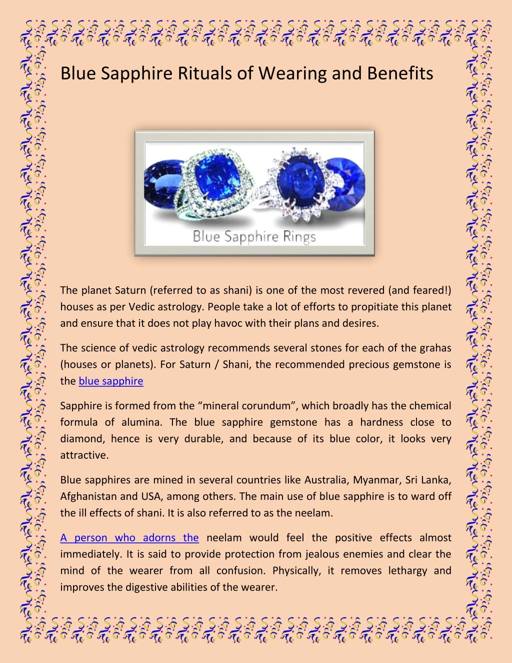 blue sapphire rituals of wearing and benefits