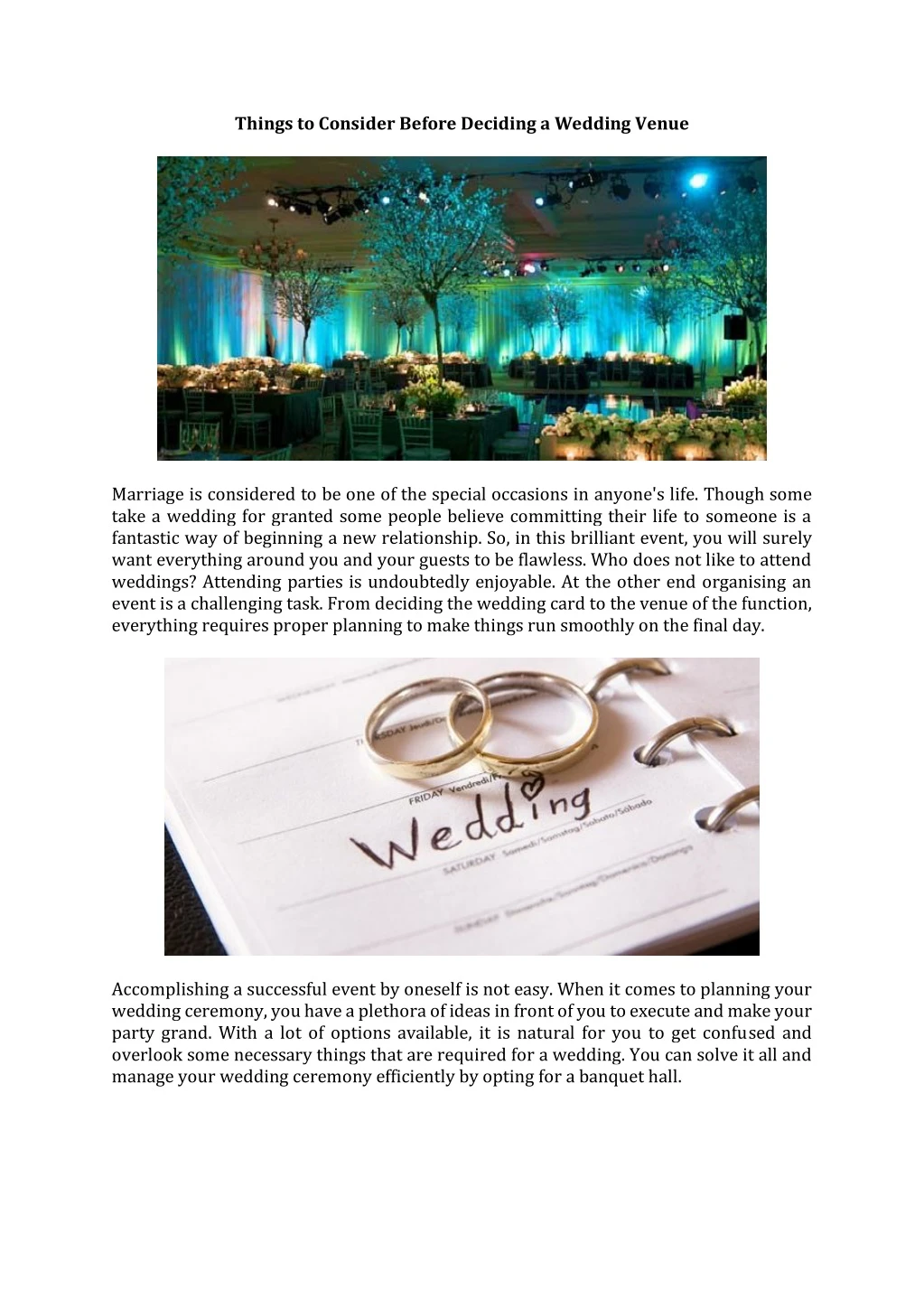 things to consider before deciding a wedding venue