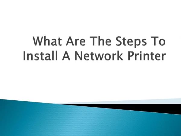 How To Install A Network Printer