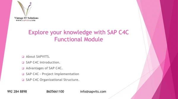 SAP C4C Functional Online Training course in Hyderabad & Bangalore|SAPVITS