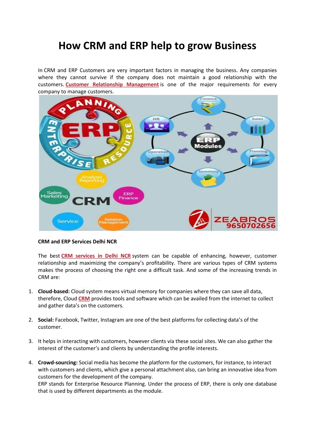how crm and erp help to grow business
