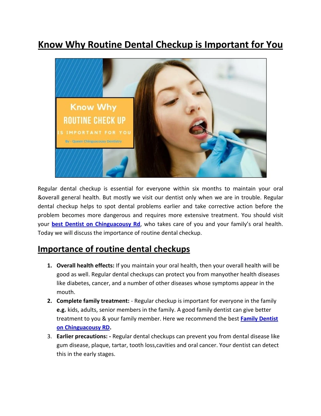 know why routine dental checkup is important