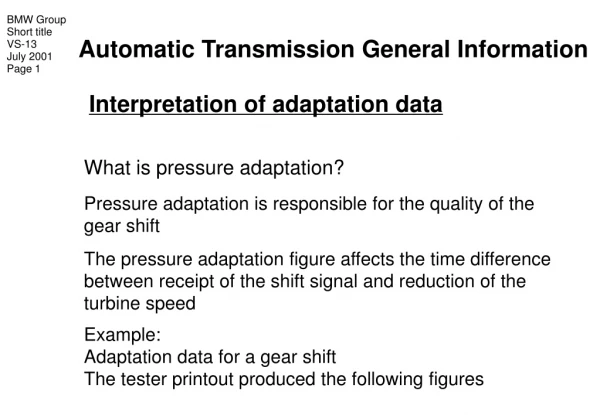 Auto Transmission General Info