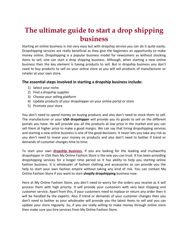 The ultimate guide to start a drop shipping business