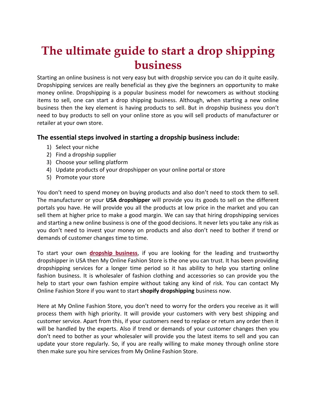 the ultimate guide to start a drop shipping
