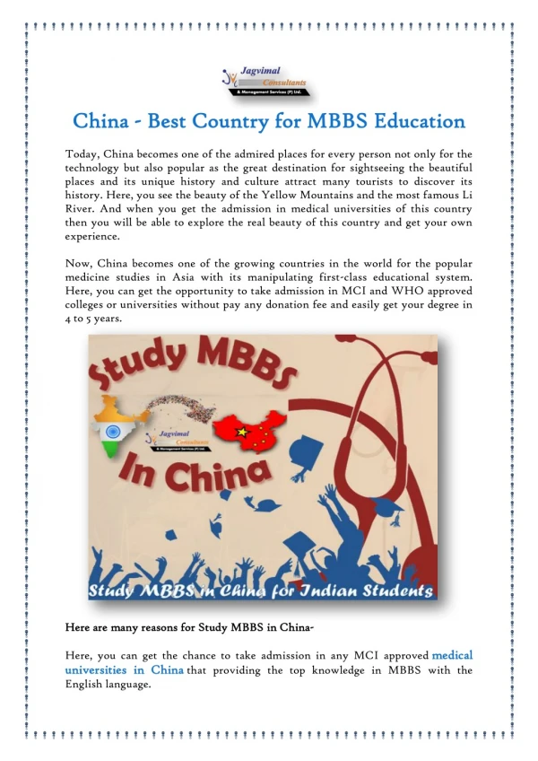 China - Best Country for MBBS Education
