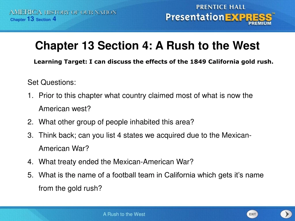 chapter 13 section 4 a rush to the west