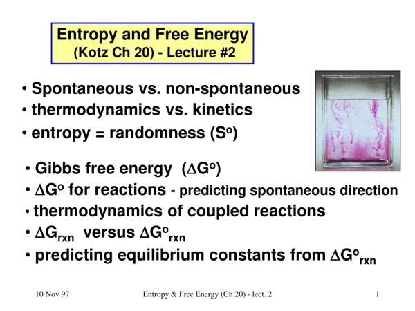 Entropy and Free Energy (Kotz Ch 20) - Lecture #2