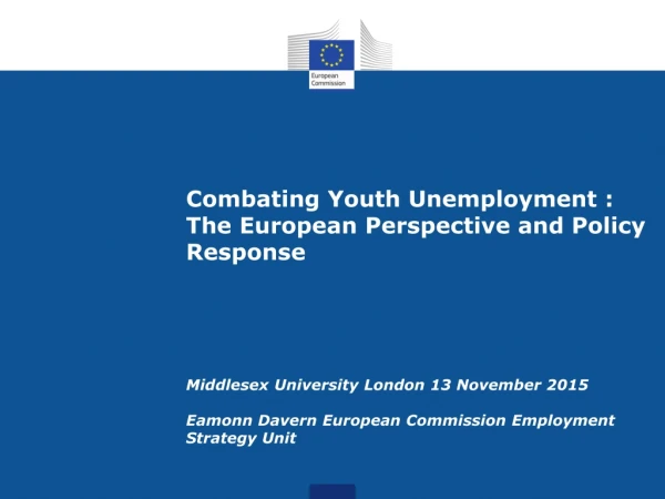 Combating Youth Unemployment : The European Perspective and Policy Response