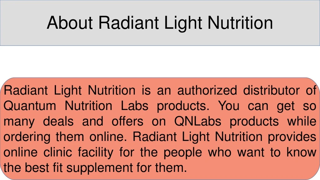 about radiant light nutrition