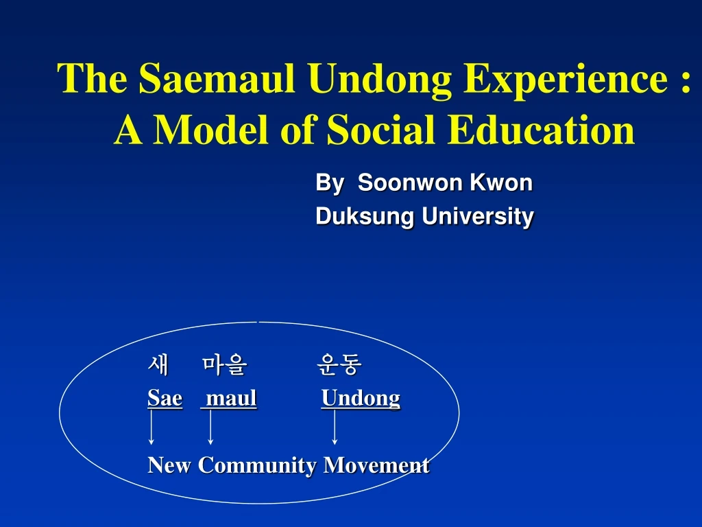 the saemaul undong experience a model of social