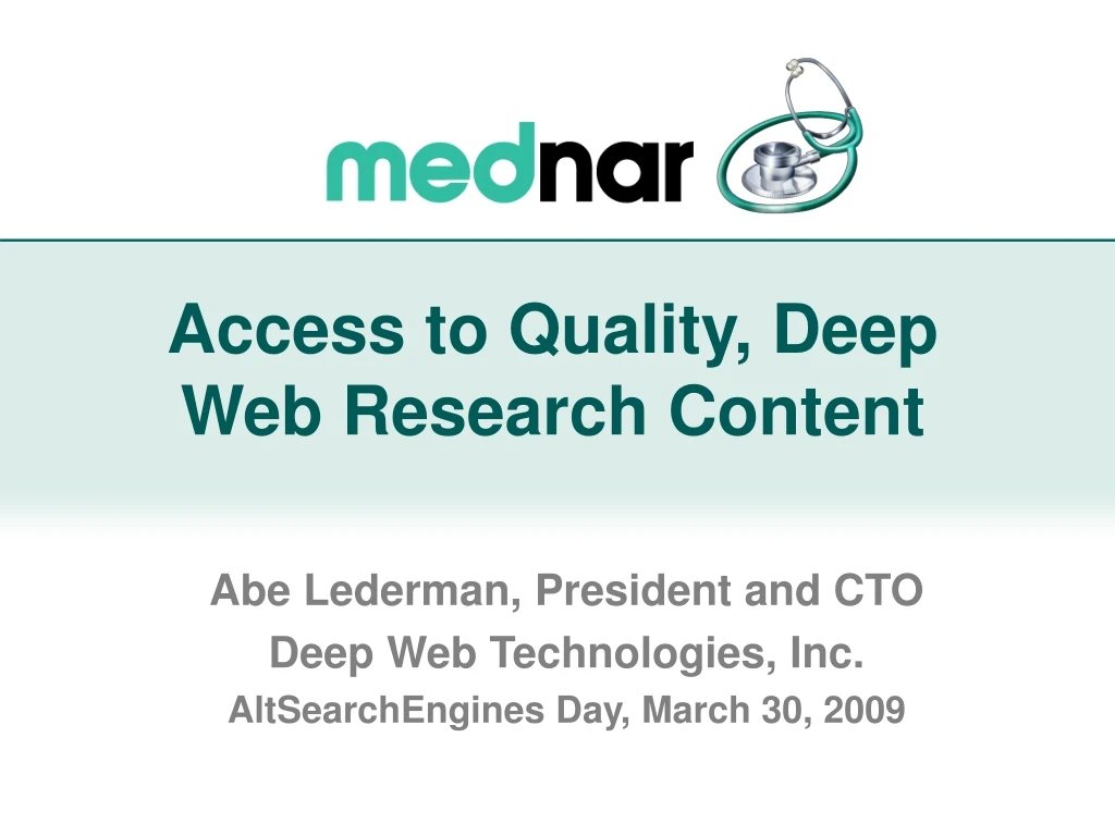 access to quality deep web research content