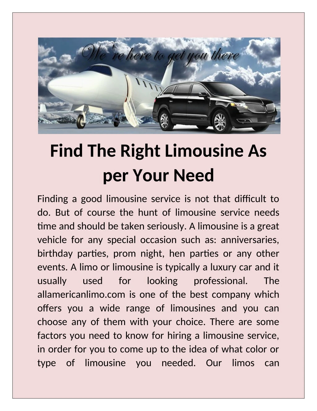 find the right limousine as per your need