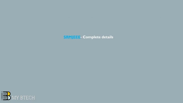 srmjeee complete details