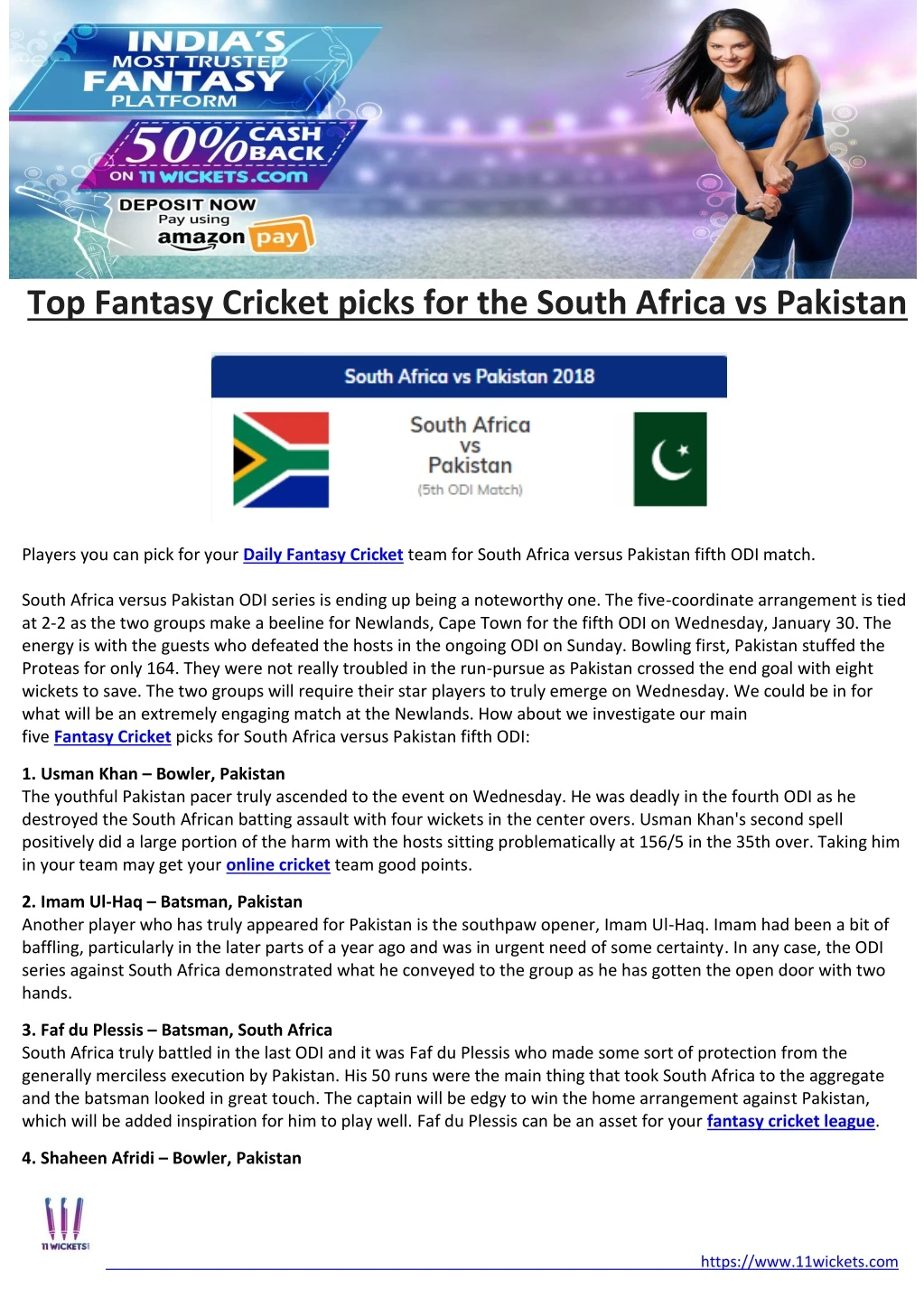 top fantasy cricket picks for the south africa