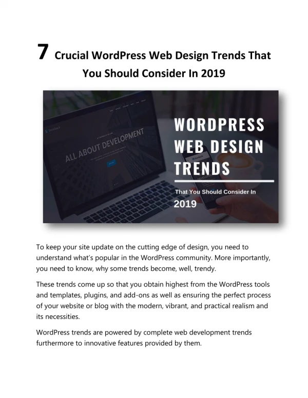 7 Crucial WordPress Web Design Trends That You Should Consider In 2019