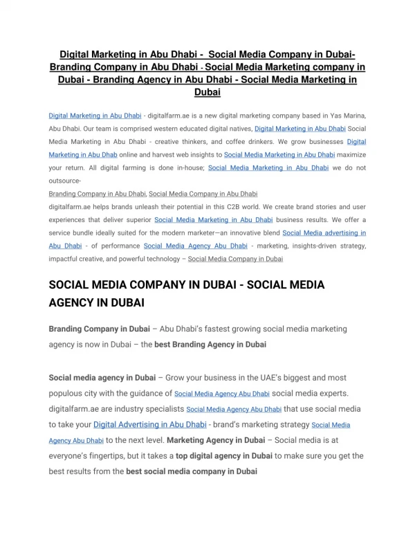 Social Media Marketing Company in Abu Dhabi - Social Media Company in Dubai - Social Media Agency Dubai - Social Media M