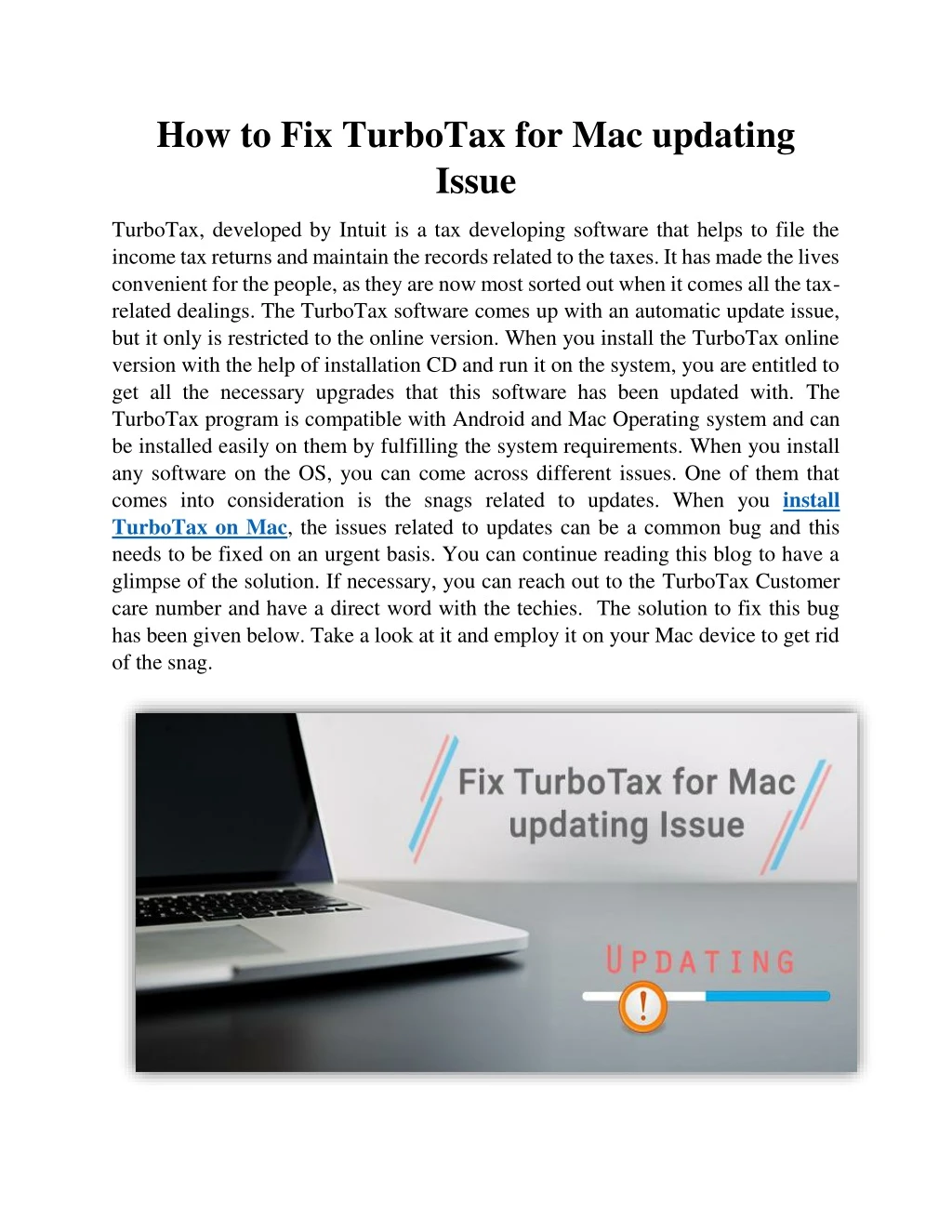 how to fix turbotax for mac updating issue