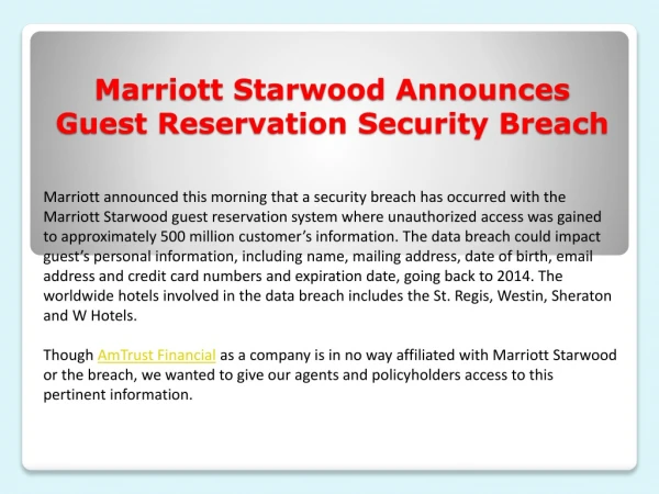 Marriott starwood announces guest reservation security breach