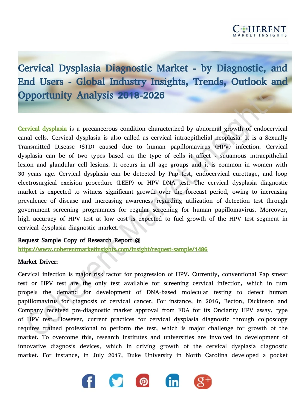cervical dysplasia diagnostic market