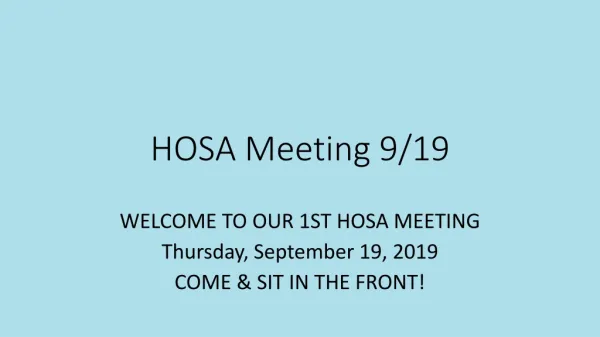 HOSA Meeting 9/19