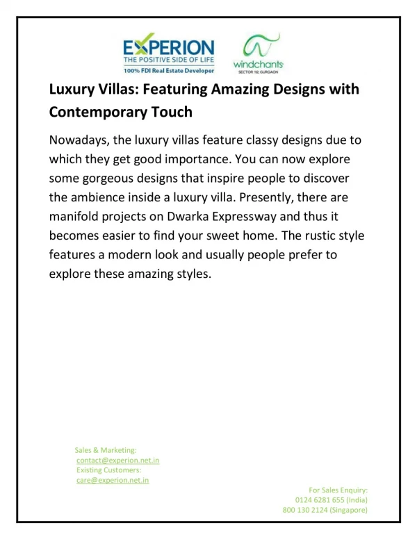 Luxury Villas: Featuring Amazing Designs with Contemporary Touch