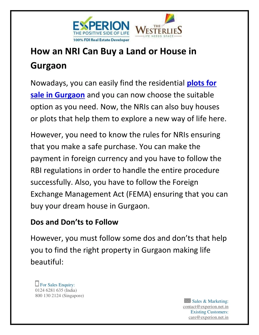 how an nri can buy a land or house in gurgaon