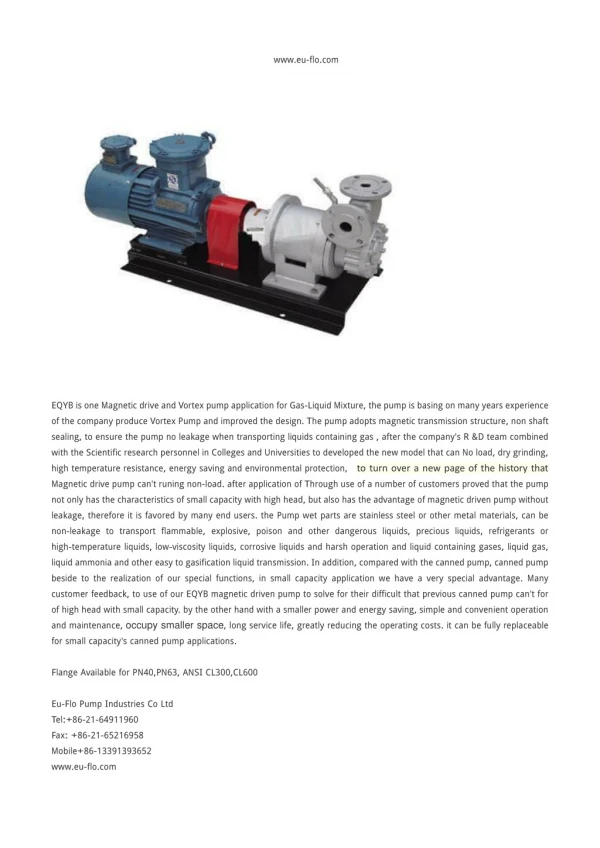 Eu-Flo Pump Industries Co Ltd