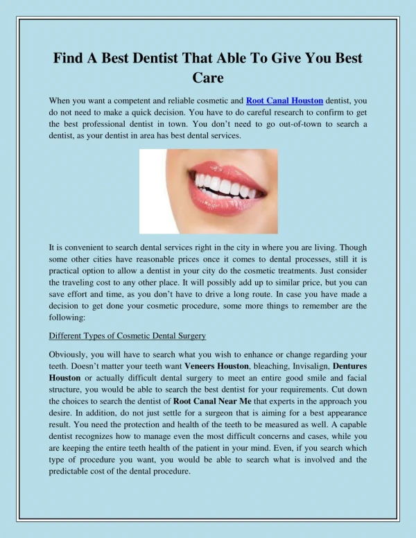 Find A Best Dentist That Able To Give You Best Care