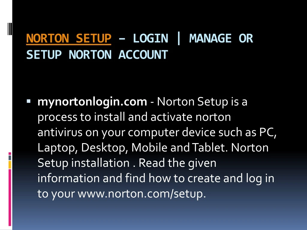 norton setup login manage or setup norton account