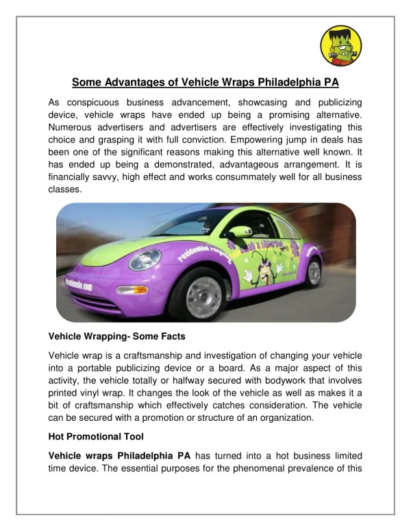 Some Advantages of Vehicle Wraps Philadelphia PA