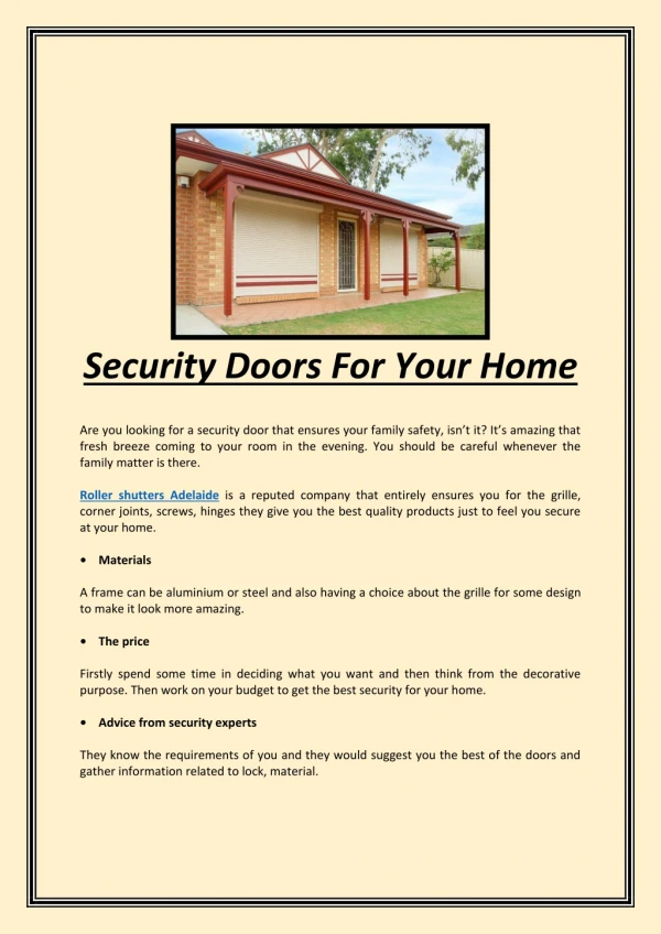 Security Doors For Your Home