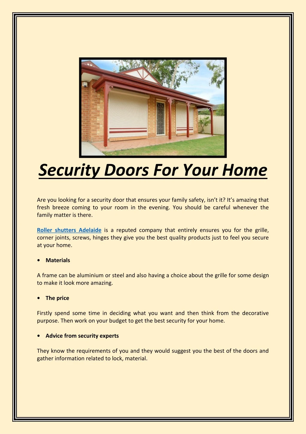 security doors for your home