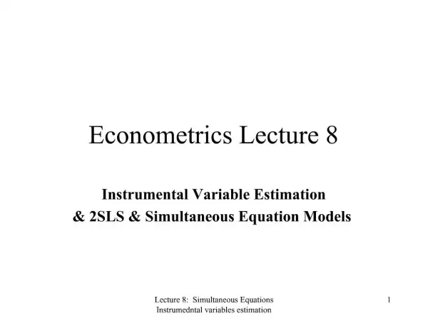 Econometrics Lecture 8