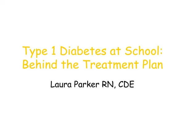 Type 1 Diabetes at School: Behind the Treatment Plan