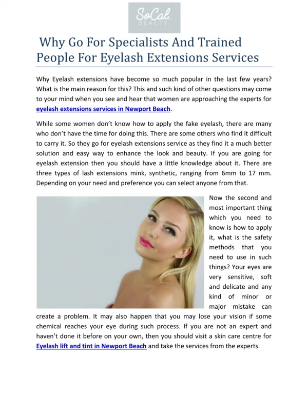 Why Go For Specialists And Trained People For Eyelash Extensions Services