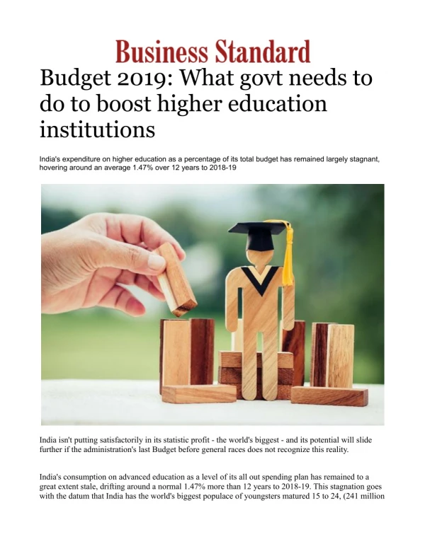 Budget 2019: What govt needs to do to boost higher education institutions