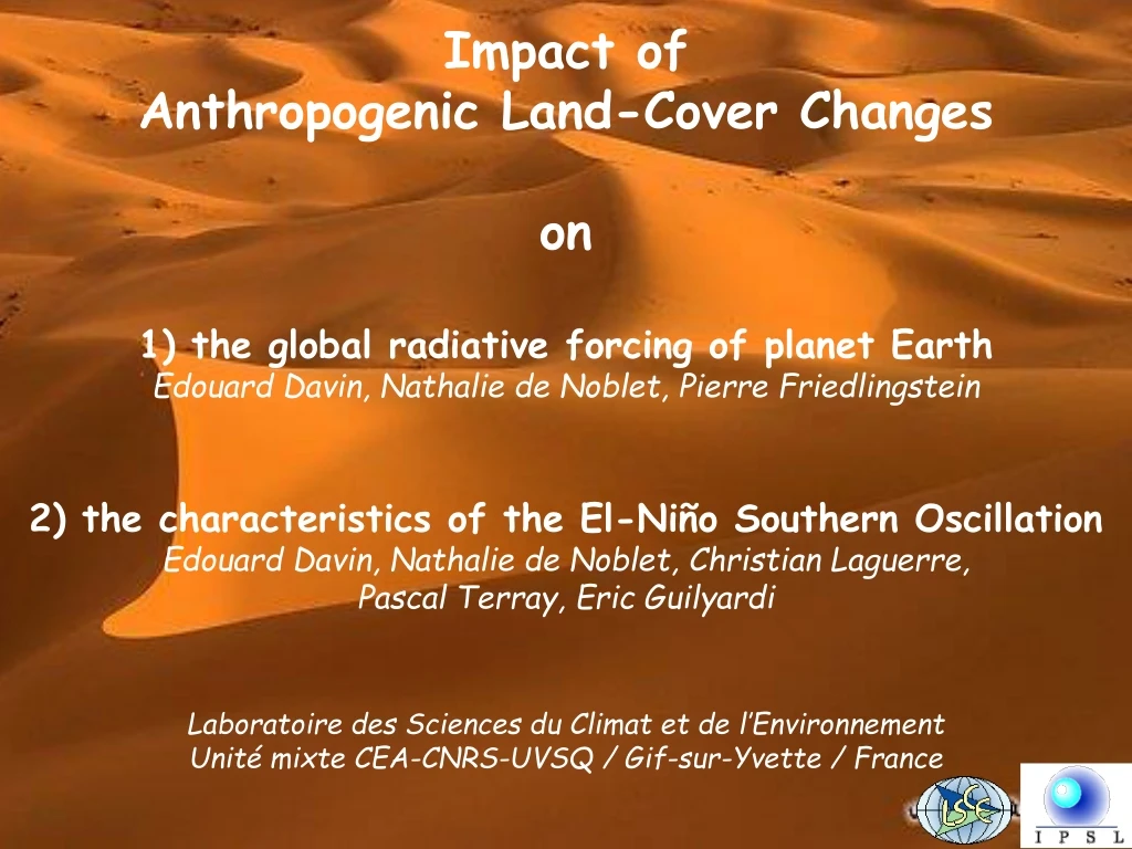 impact of anthropogenic land cover changes