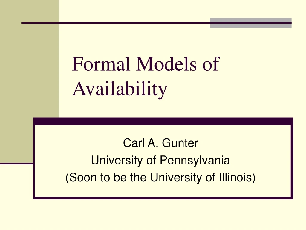 formal models of availability