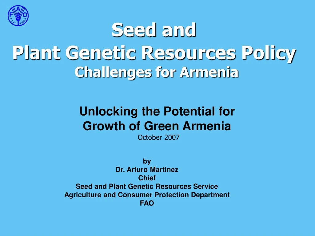 seed and plant genetic resources policy