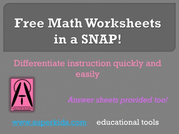 Free Math Worksheets in a SNAP!