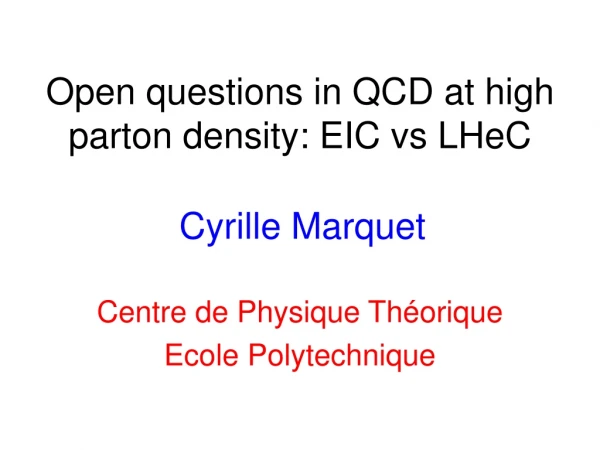 Open questions in QCD at high parton density: EIC vs LHeC