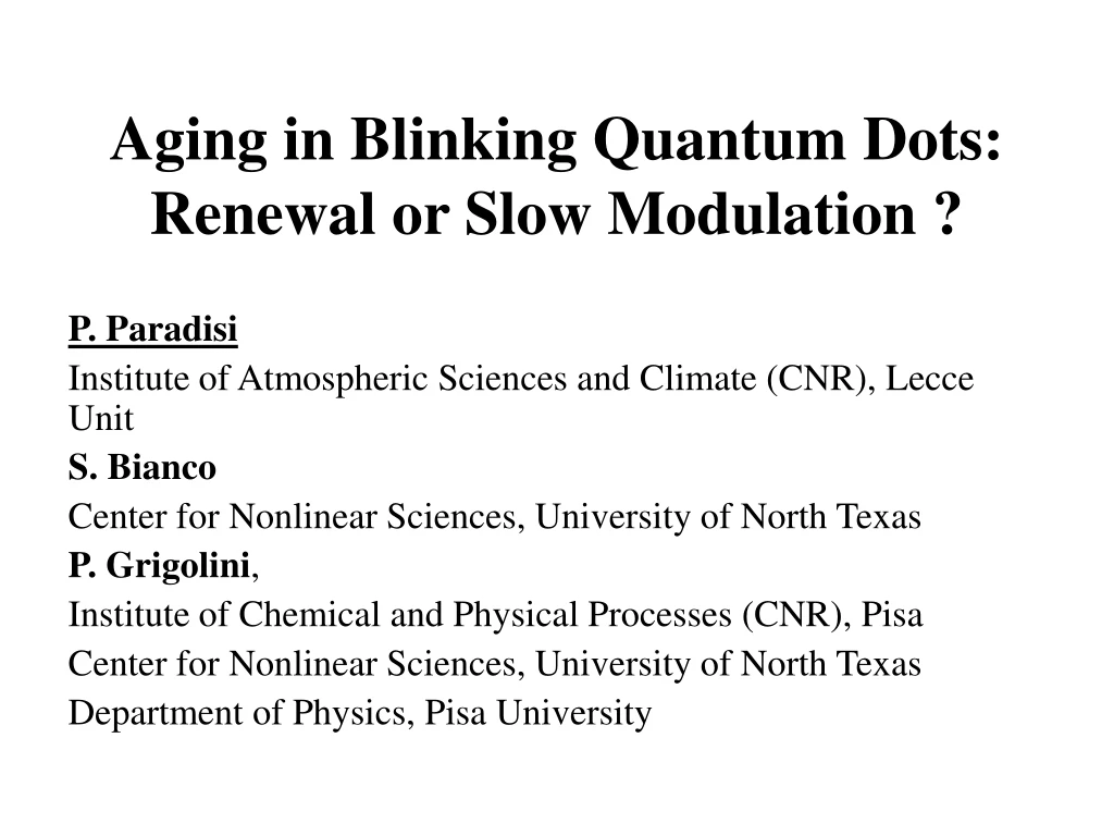 aging in blinking quantum dots renewal or slow modulation