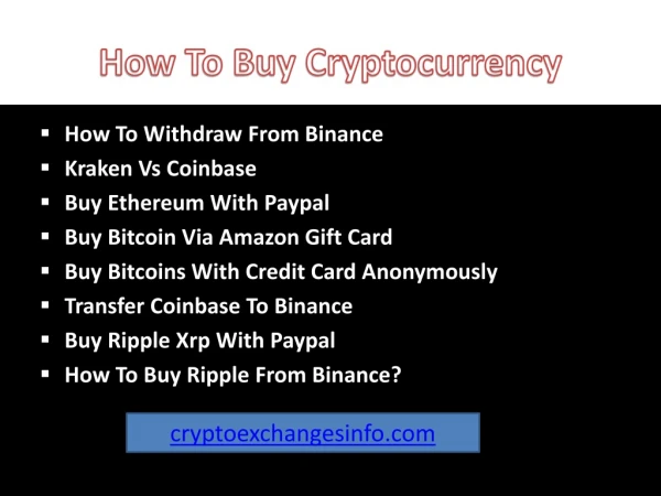 How To Buy Cryptocurrency