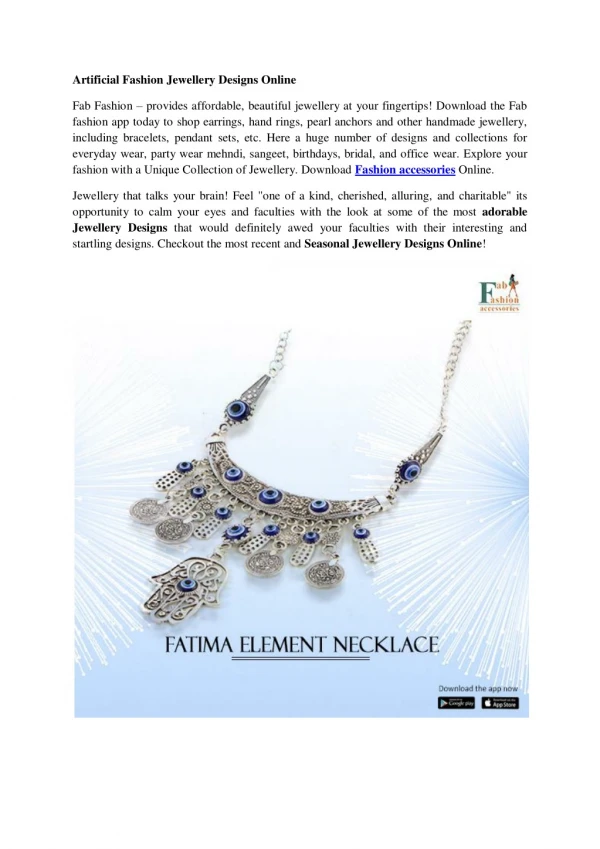 Buy Artificial Fashion Jewellery Designs